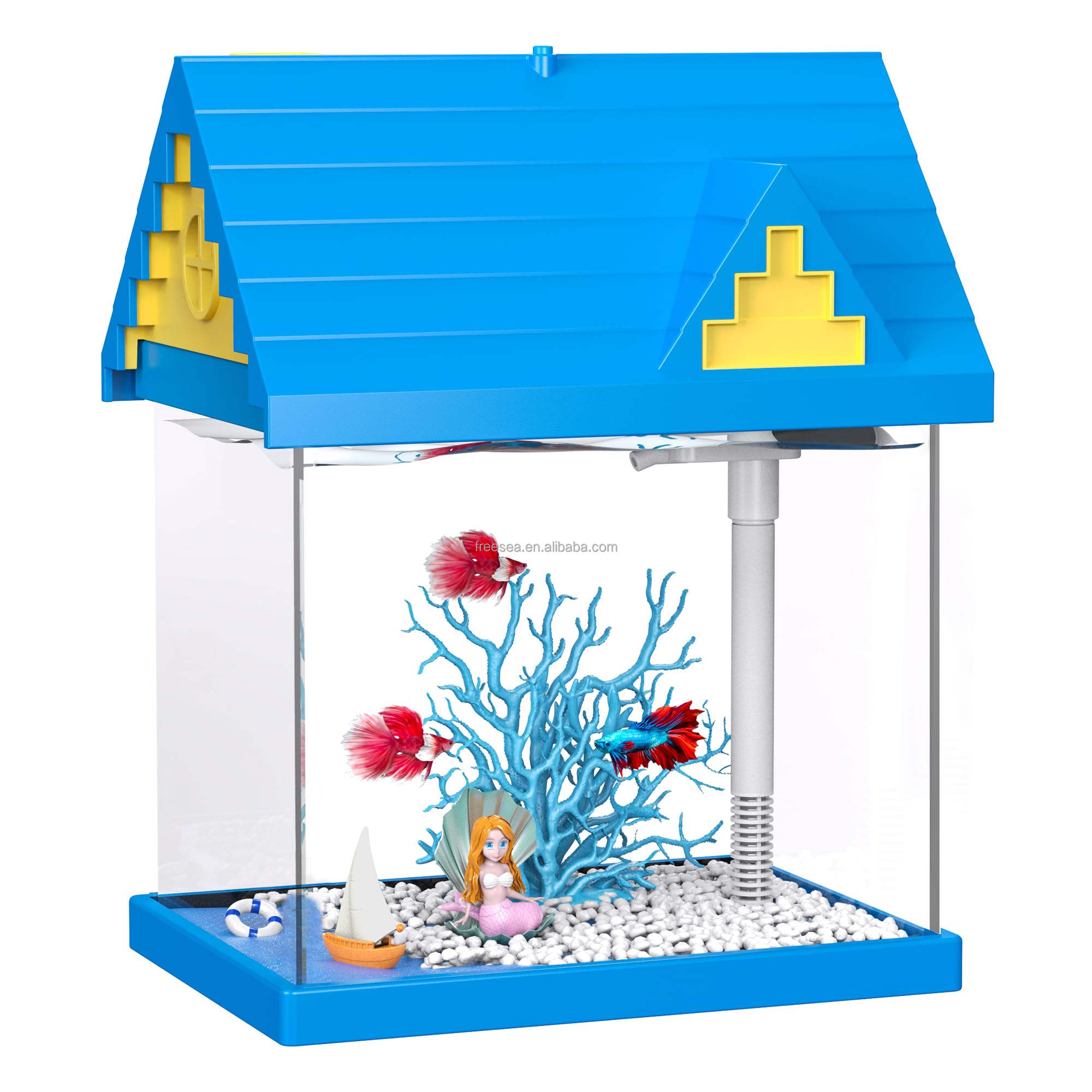 FREESEA 2-gallon Acrylic Fresh-keeping Fish Tank, Equipped With Filtration And Lighting…