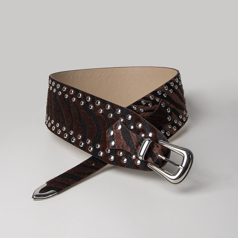 Retro Rivet Wide Waist Belt For Women, Cross-tie Waist Belt With Zebra And Leopard Print…