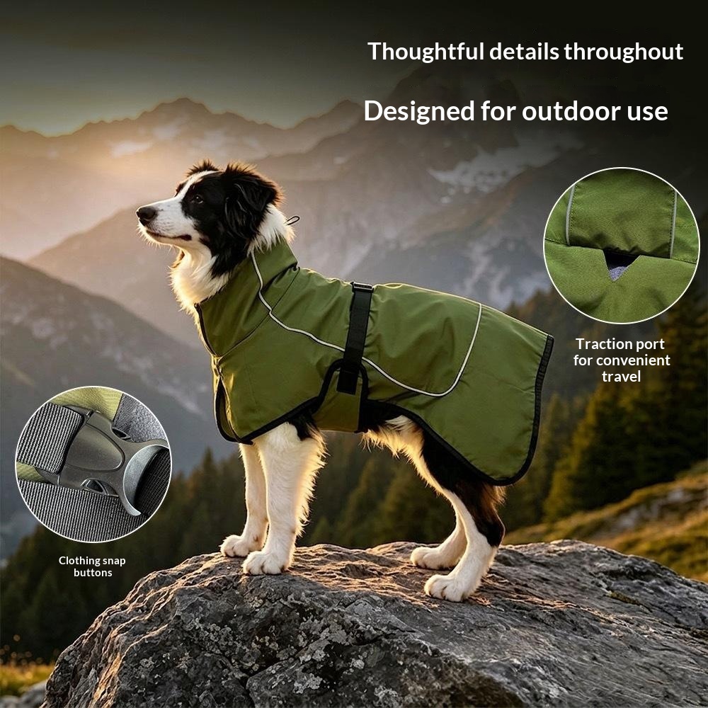 Pet Dog Clothing Winter Fleece-lined Warm Windbreaker
