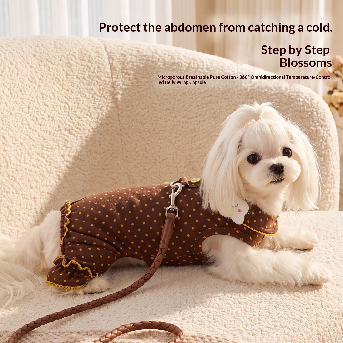 AutumnWinter Pet Cloud Polka-Dot Harness Belly Wrap Dog Clothes