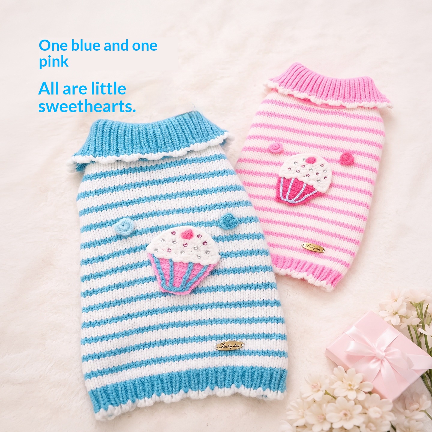 AutumnWinter Sweetheart-Neckline Warm Sweater Pet Outfit