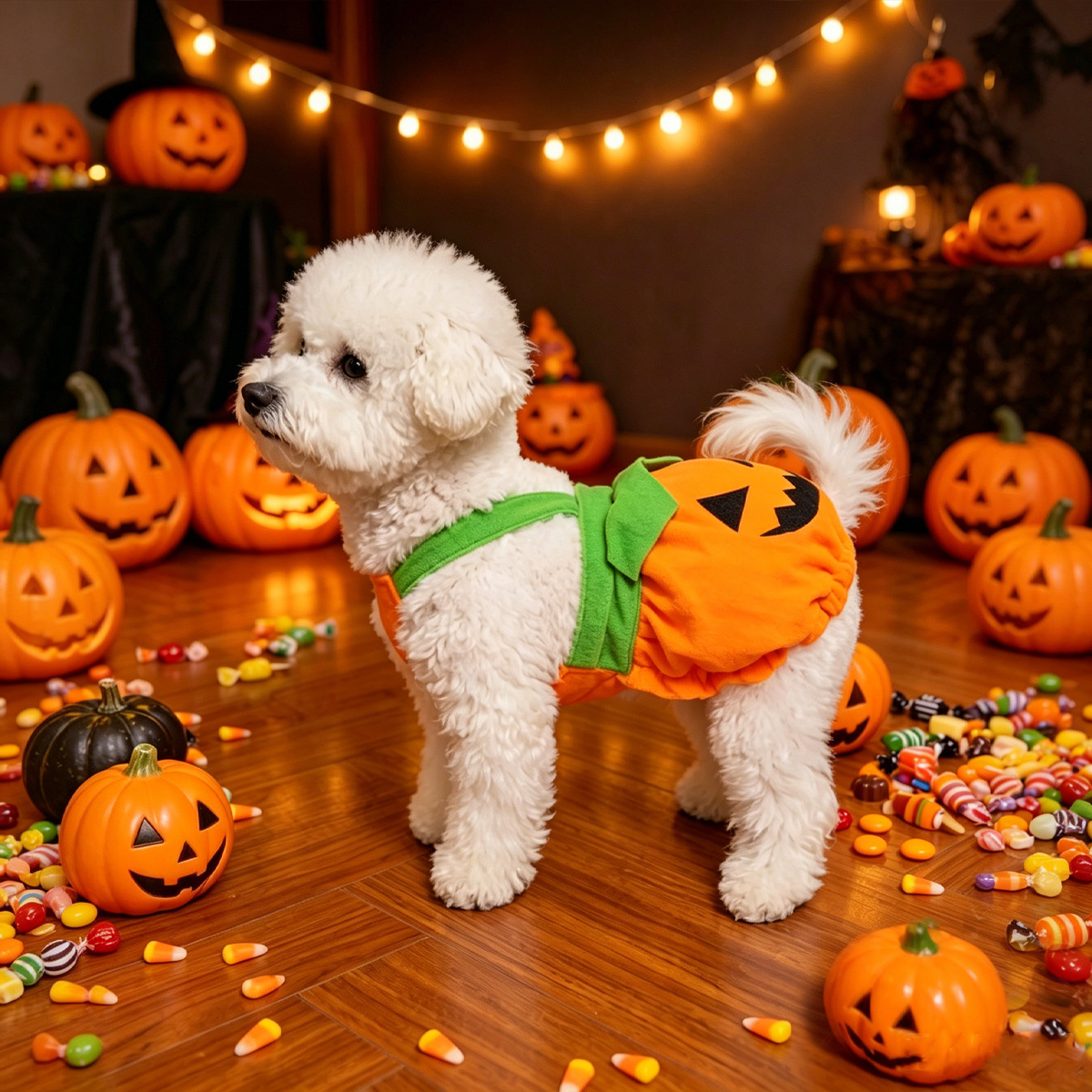 Halloween Pumpkin Pet Costume Dress, Funny Pumpkin Transform Outfit, Adjustable Harness…