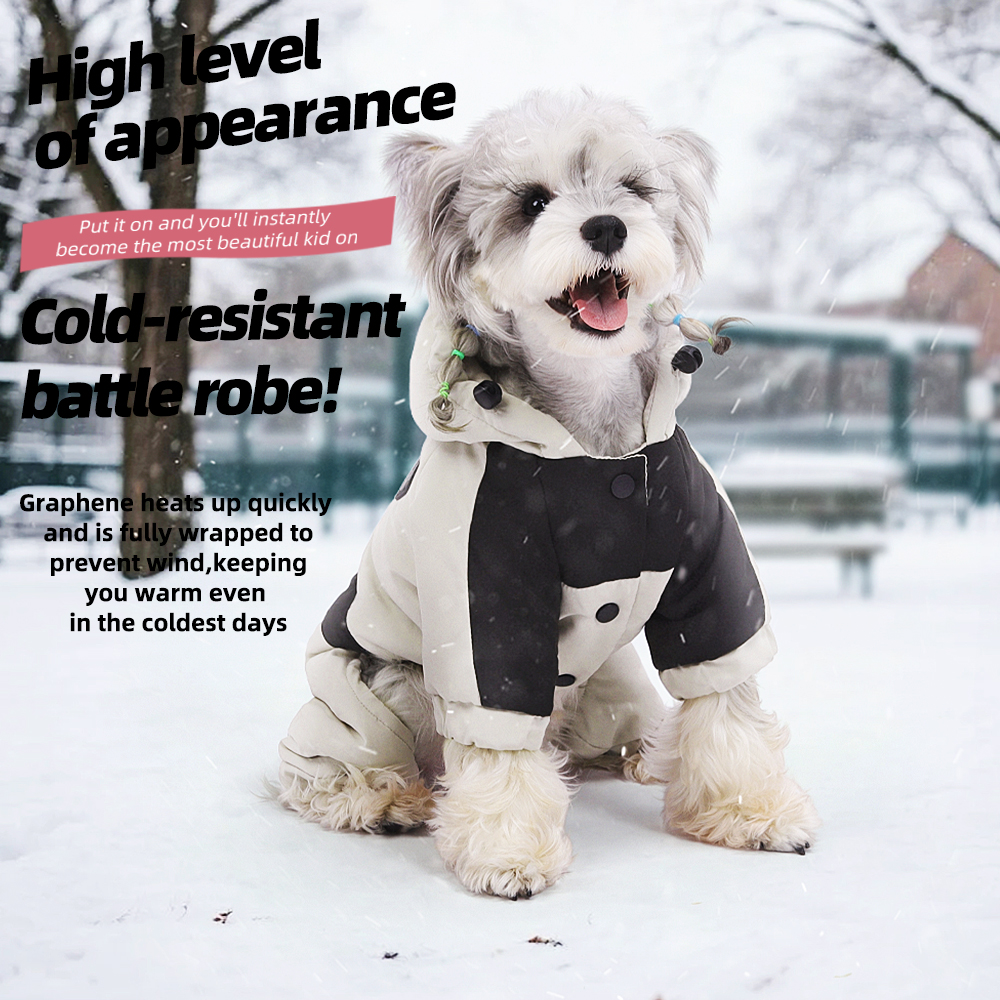 Water Resistant Dog Winter Coat, Graphene Thermal Warm Four Legged Dog Snow Jacket Hooded…
