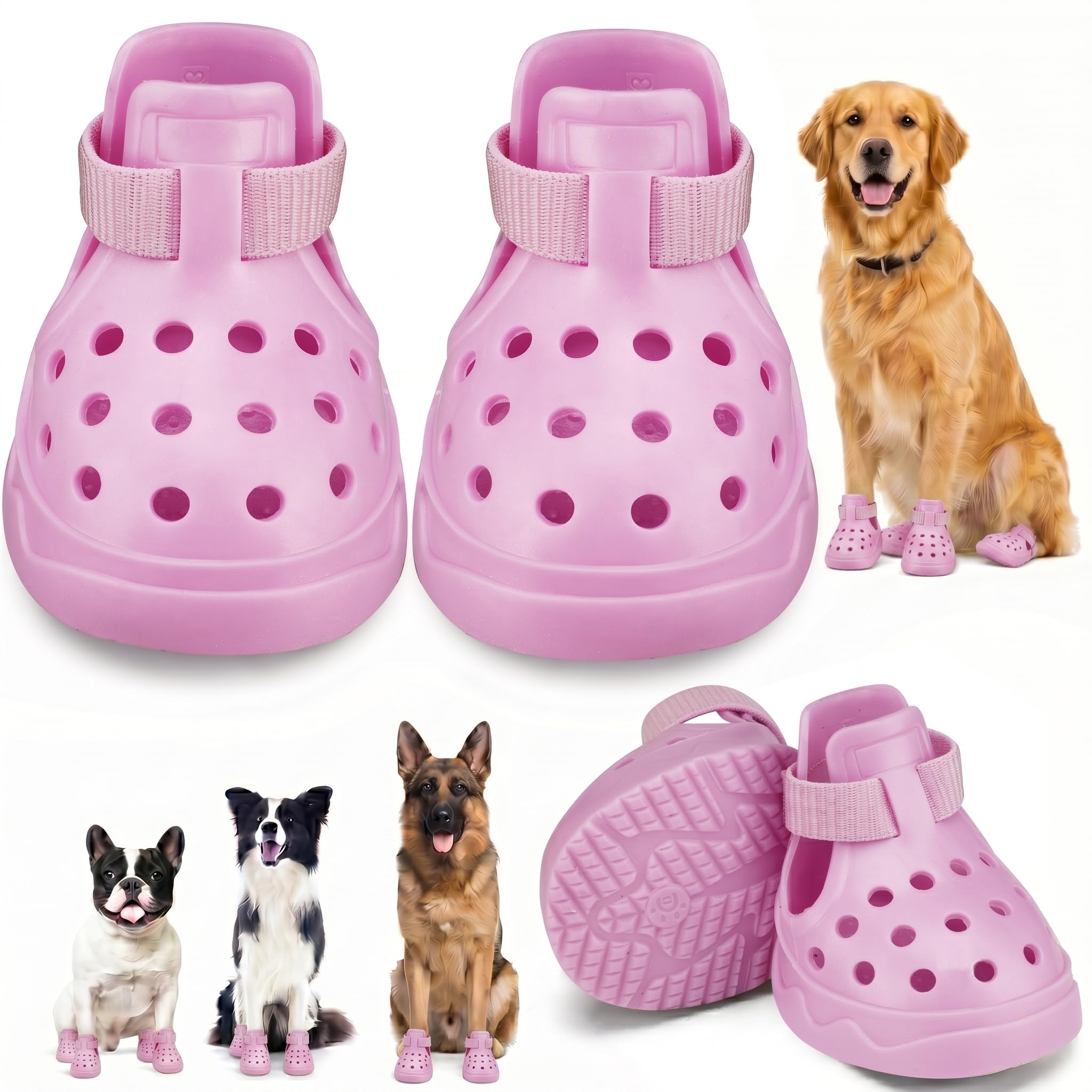 Dog Shoes For Dogs, Clogs Boots Booties Hot Pavement, Rain Waterproof Shoe Summer Sandals…