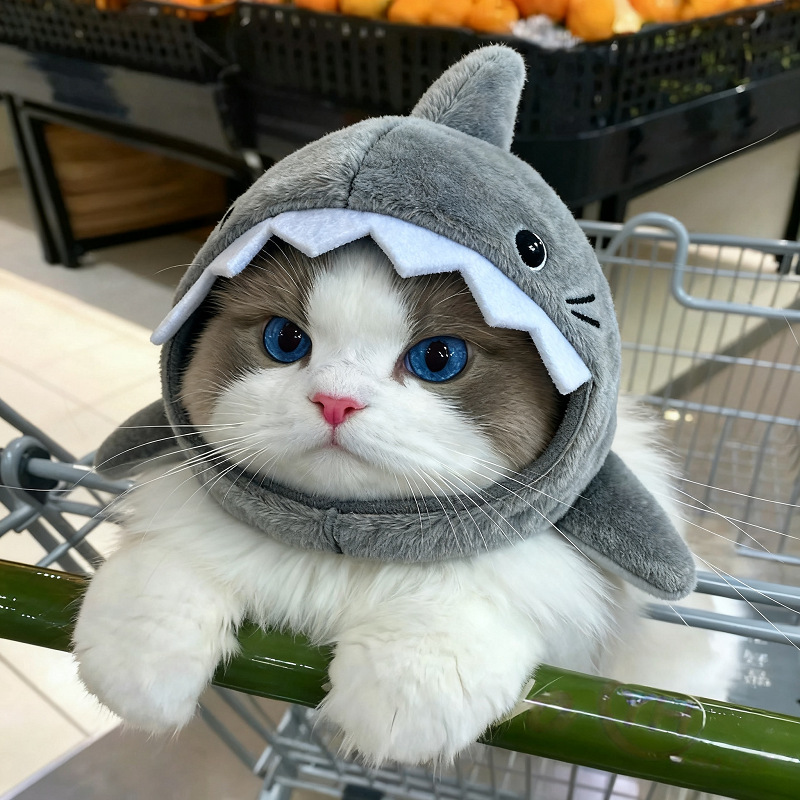 Warm Pet Cat Shark Headgear