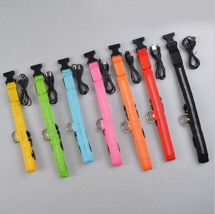 Nylon LED Pet Dog Luminous Collar Night Safety Flashing Glow In Dark Dog Cat Leash…