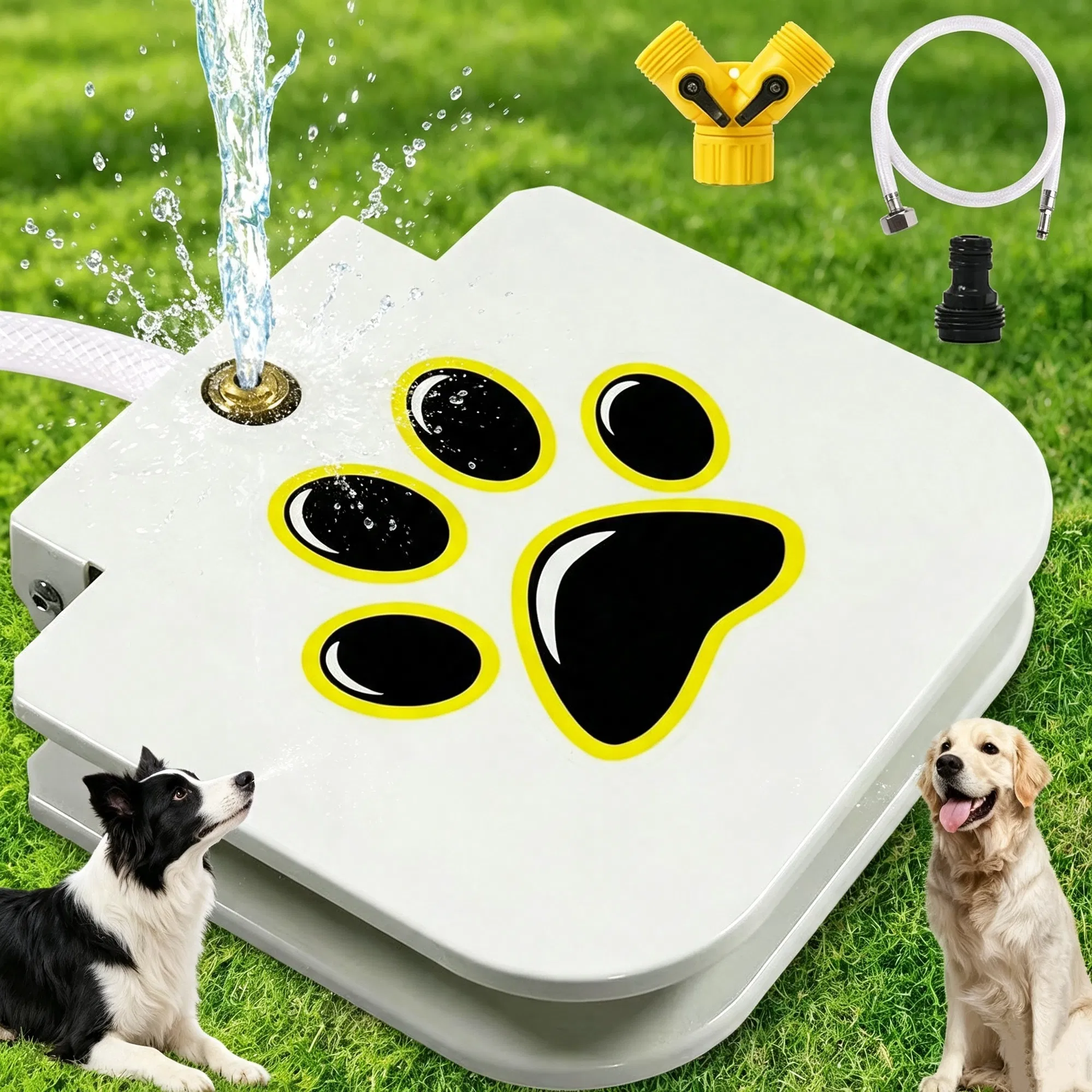 Step Activated Dog Water Dispenser, Outdoor Pet Drinking Fountain with 2-Way Water…