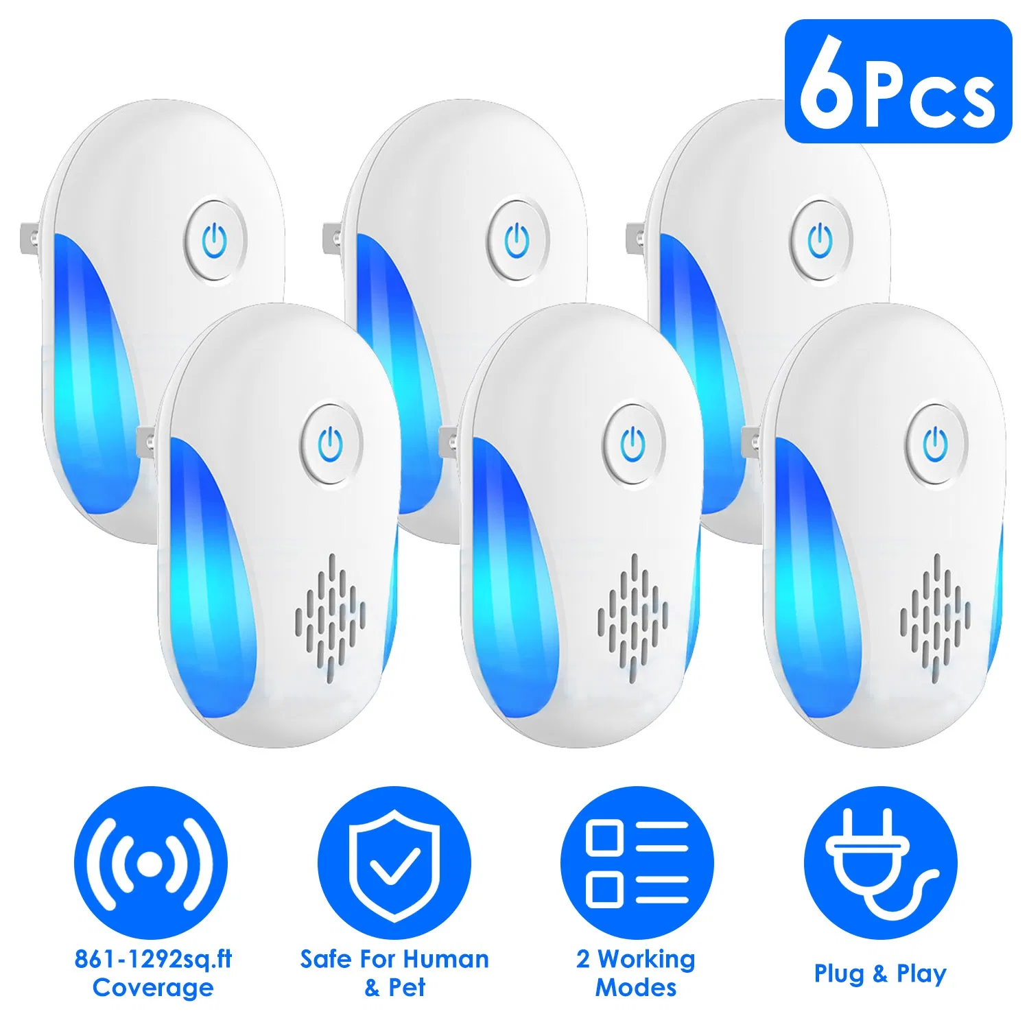 6 Pack Ultrasonic Pest Repeller, Wide Coverage Dual-Frequency Pest Control for Home…