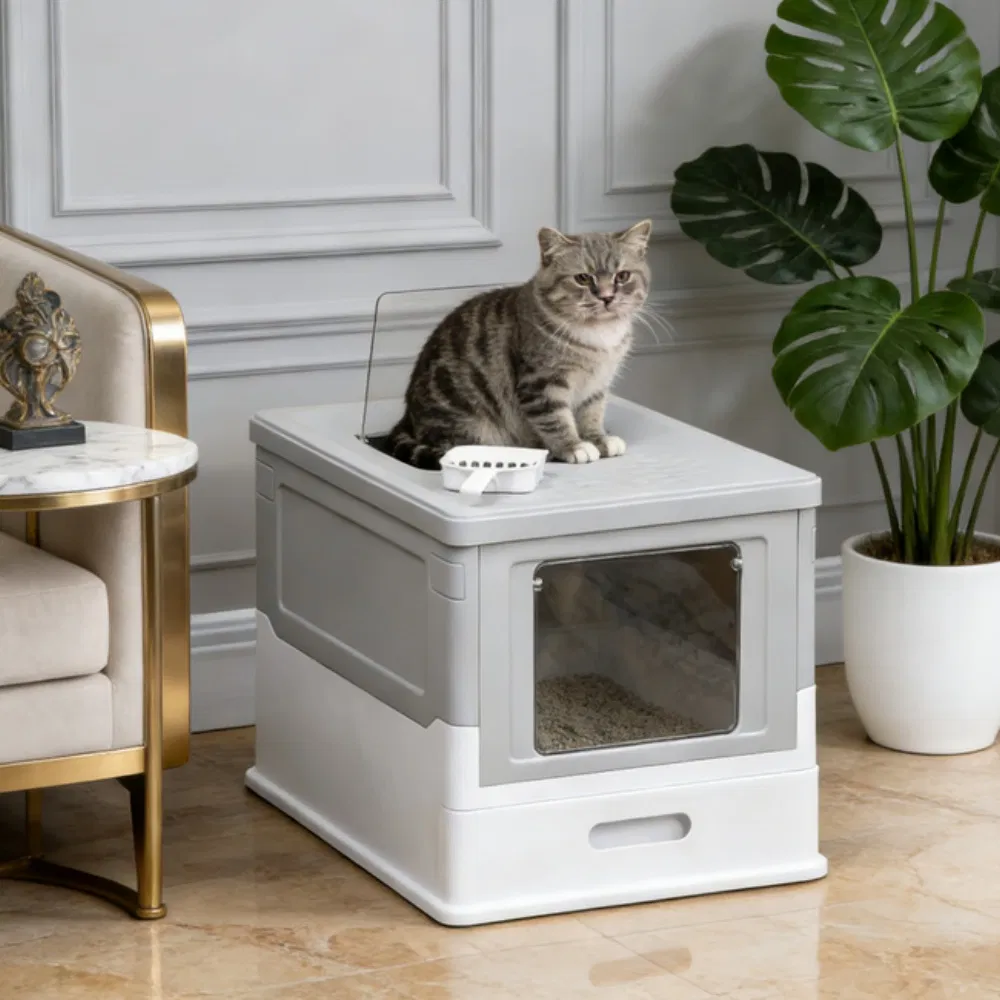 Stainless Steel Enclosed Litter Box for Cats