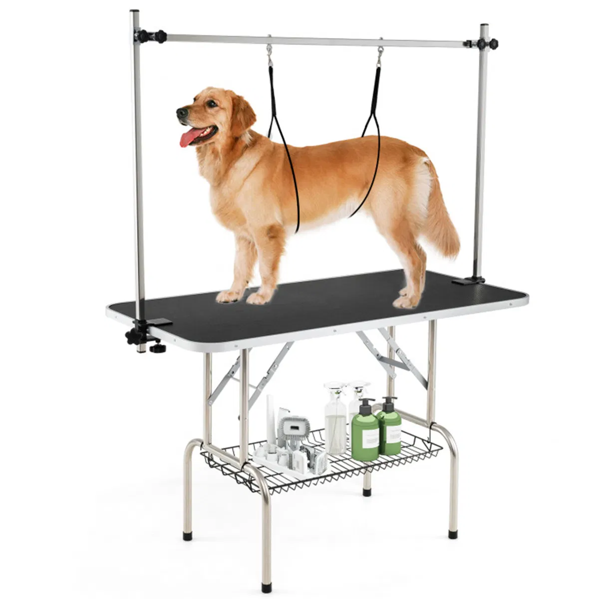Foldable Pet Grooming Table with Adjustable H-shaped Arms, 330 LBS Capacity for…