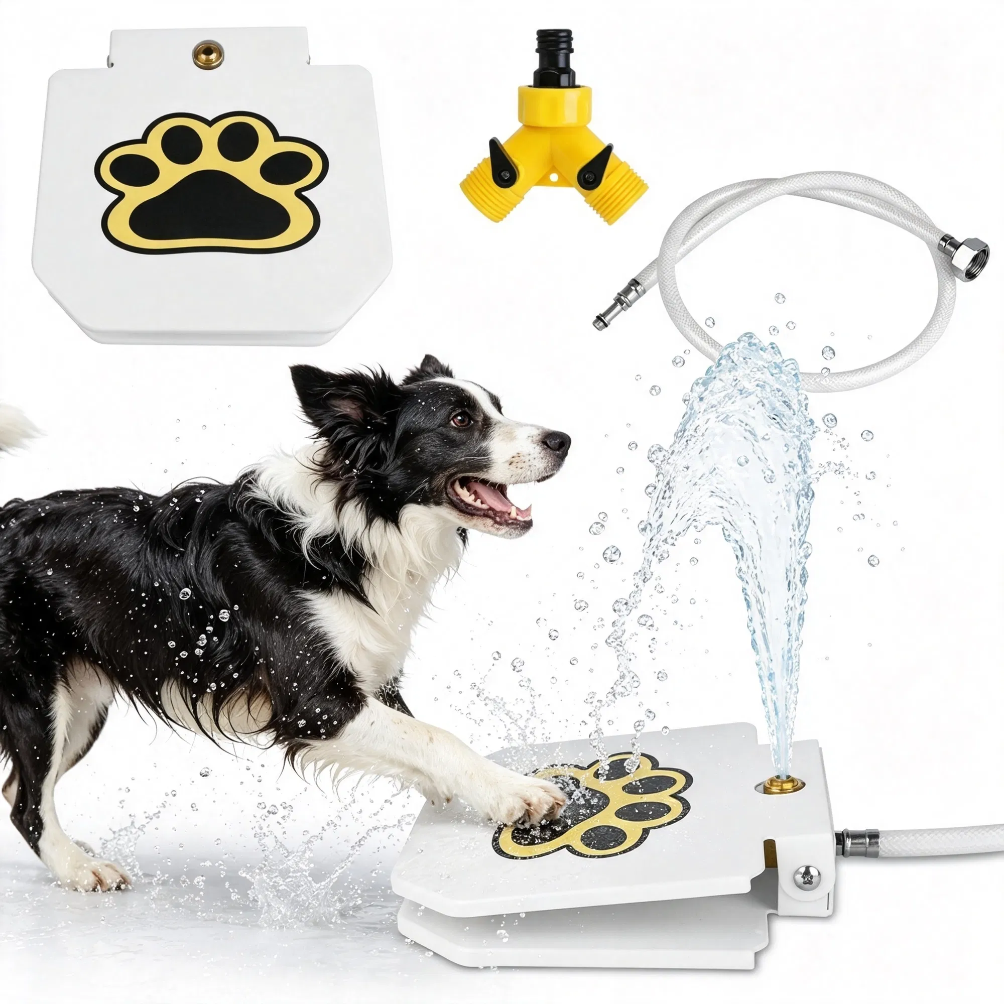 Dog Water Fountain Outdoor,No Electricity Step-On Activated Pet Sprinkler,Paw-Controlled…