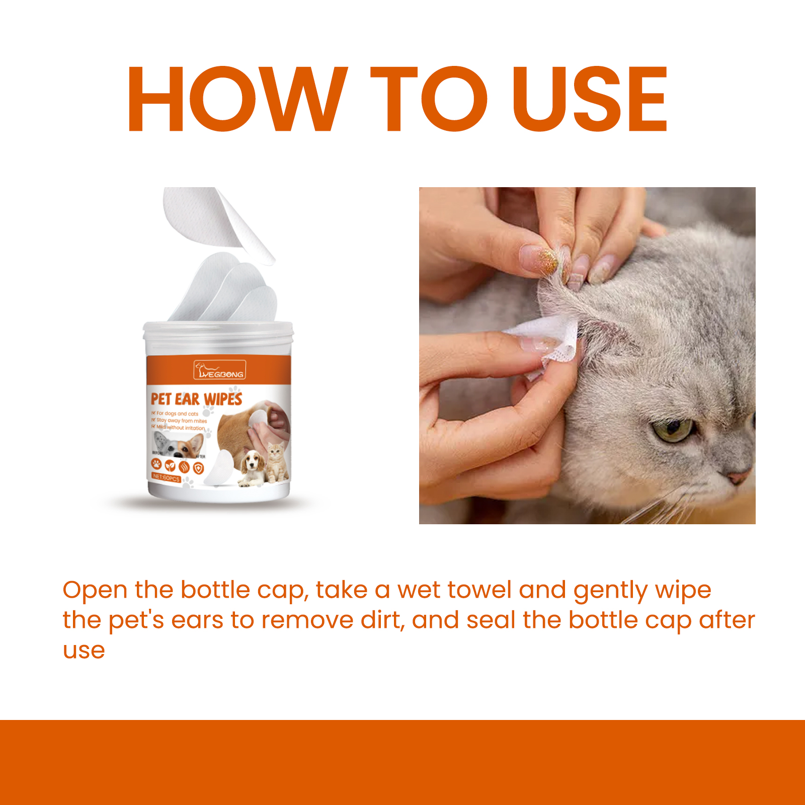 Yegbong Pet Ear Wipes, Pet Ear Cleaning Deodorizing Removing Mite And Earwax Cleaning…