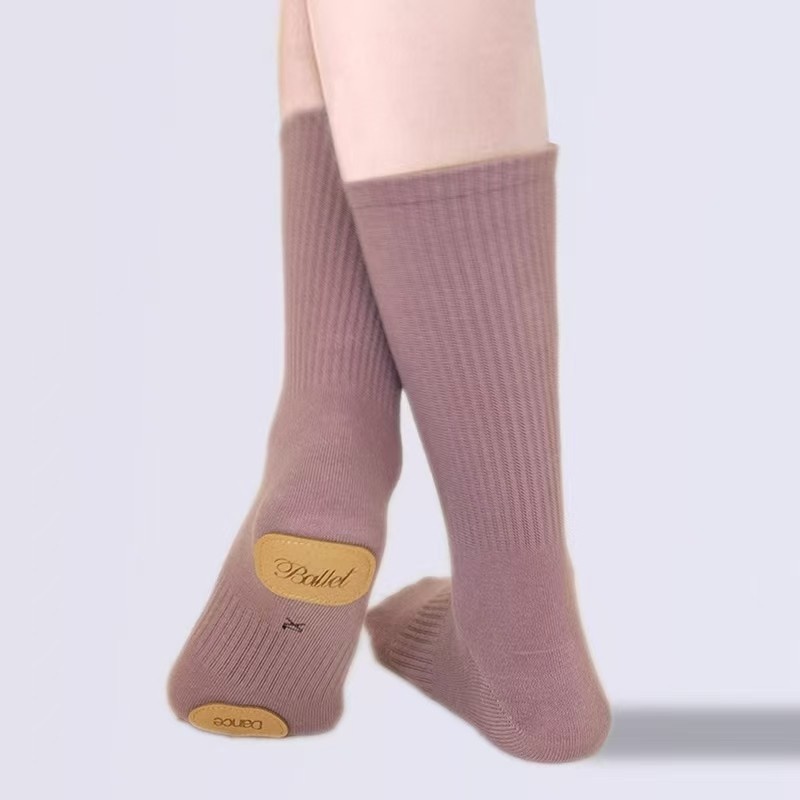 Womens Spring Autumn Dance Socks With Leather Soles Non-slip For Modern Dance Practice