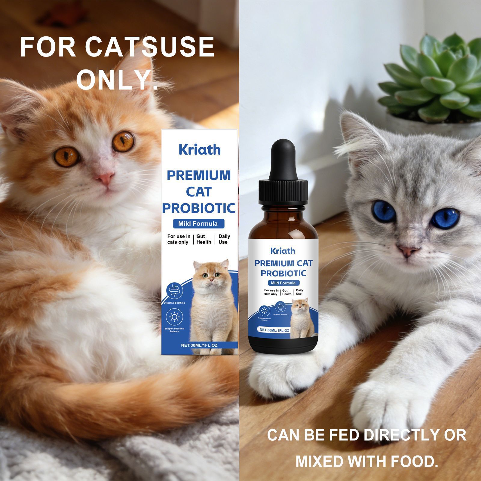 Kriath Cat Probiotic Drops With Gentle Ingredients To Care For Cats, Suitable For All Age…