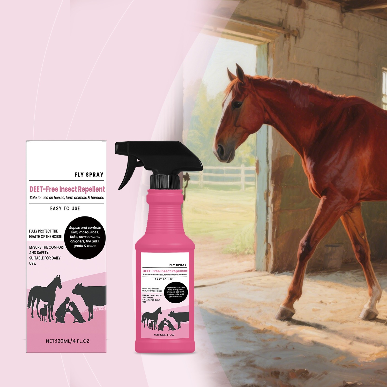 Horse Repellent Spray, Mild Formula, Cleans And Protects Against Mosquito Bites…