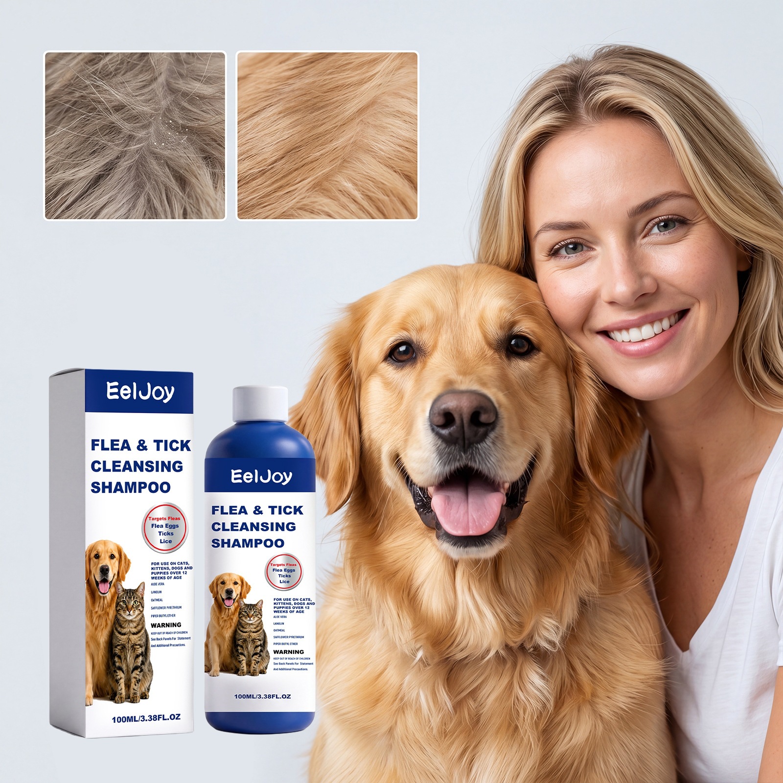 Eeljoy Pet Flea And Tick Cleaning Shampoo Gentle Formula Effective Cleaning For Pets…