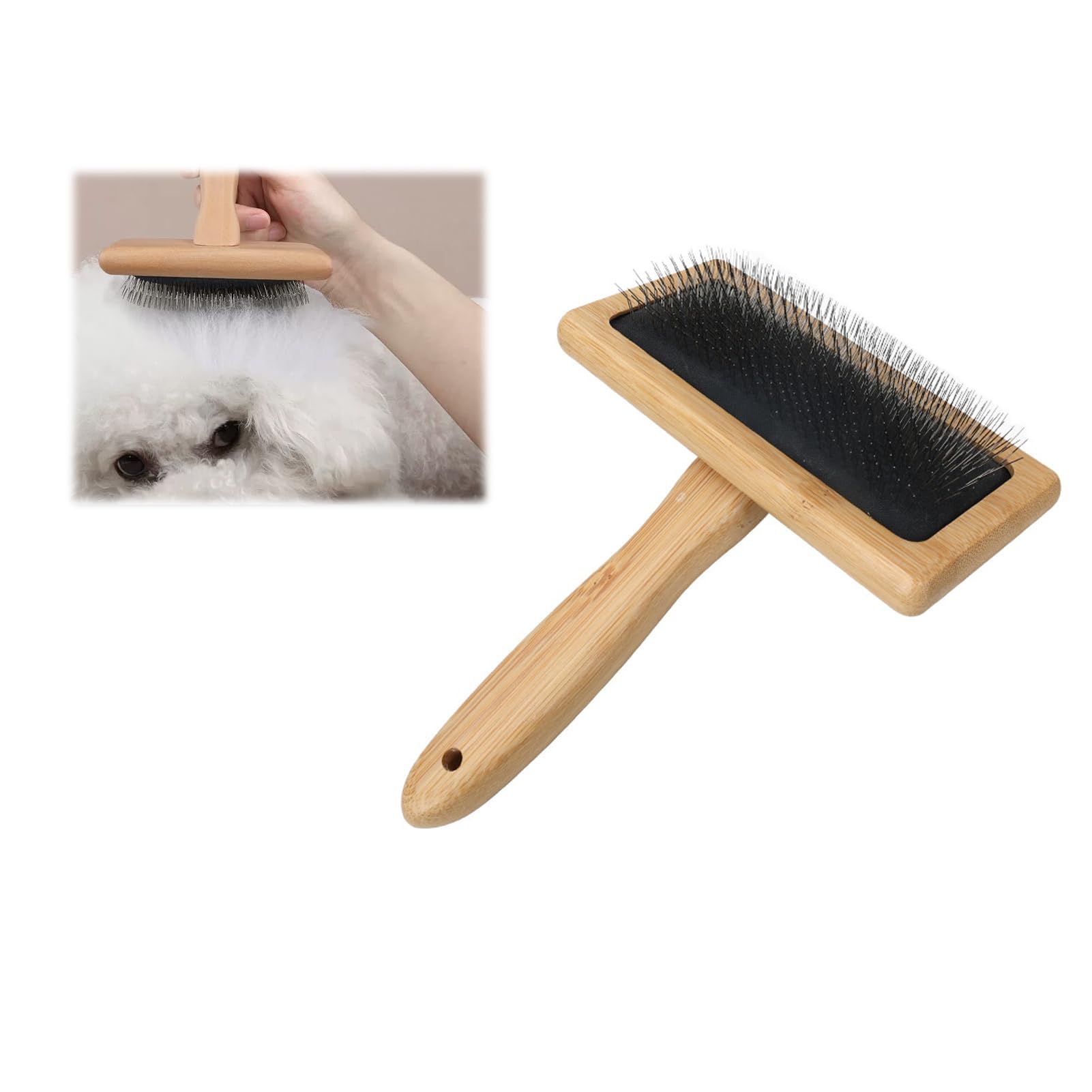 Dog & Cat Brush, Pet Slicker Brush With Bamboo Handle For Large Medium & Short Hair…