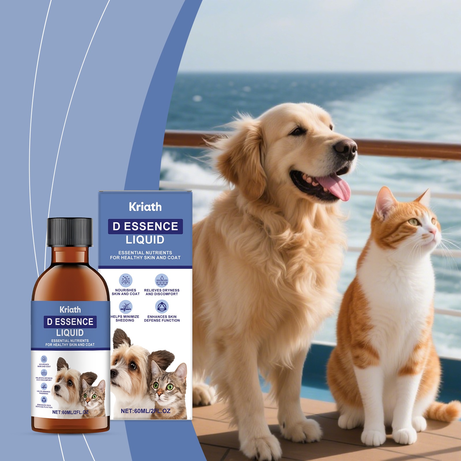 Kriath Pet Hair Care Solution Anti-Tangle Gentle Cleansing And Smoothing Fluffy Hair Care…