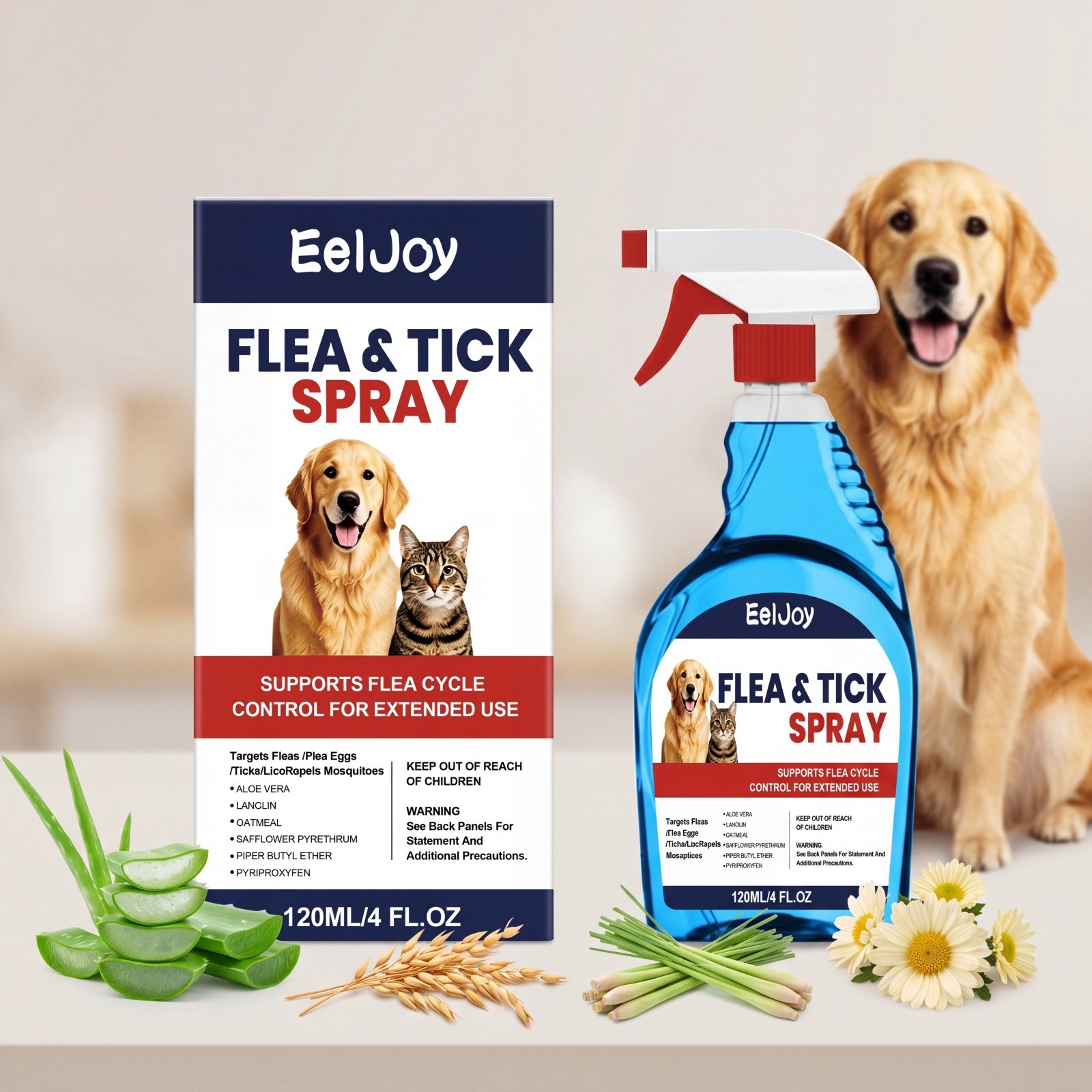 Eeljoy Pet Flea And Tick Spray Daily Pet Insect Repellent Cleaning Gentle Care Convenient…