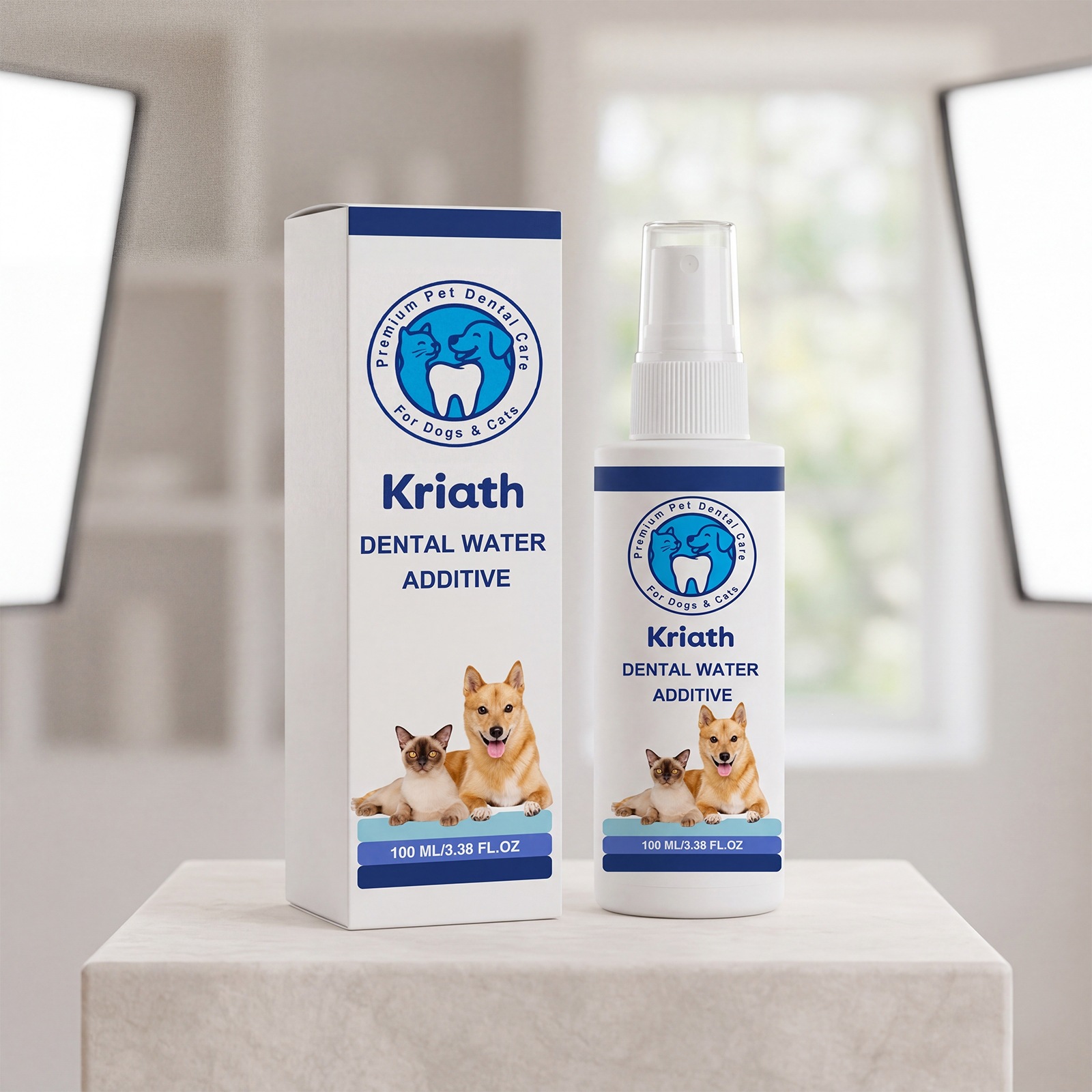 Kriath Pet Drinkable Mouthwash Gentle Formula Freshens Breath Universal Oral Cleaning…