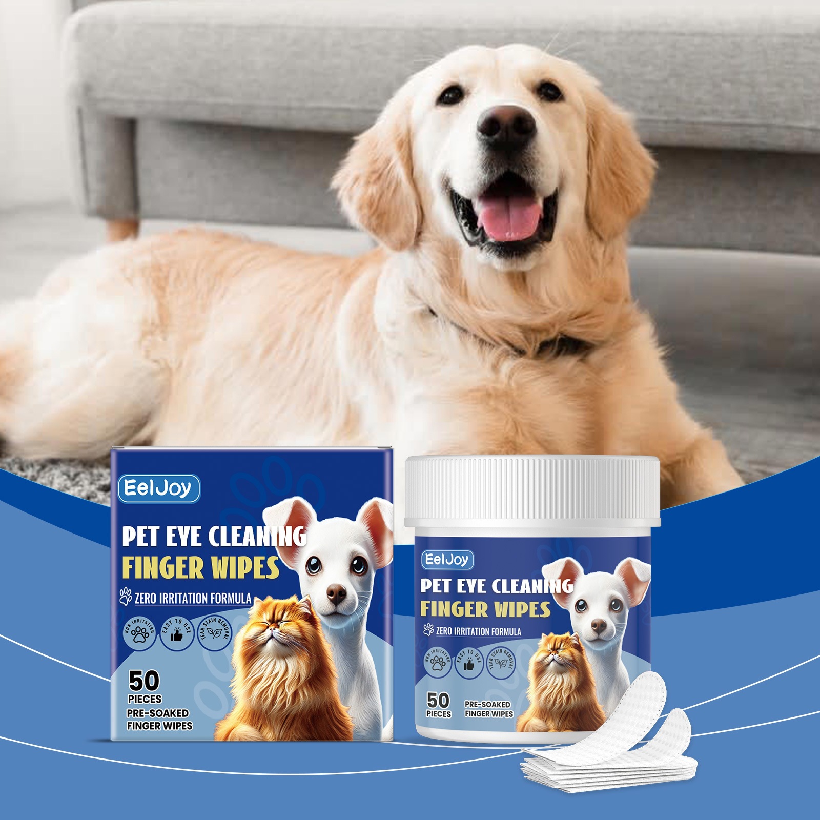 Eeljoy Pet Eye Cleaning Finger Wipes Cat And Dog Tear Stain Cleaning Pet Eye Care Wipes