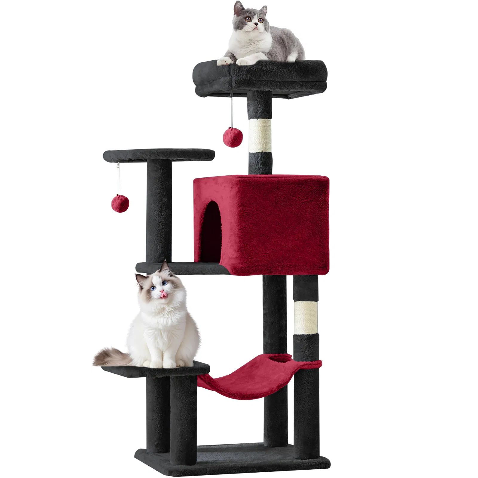 44 inch Cat Tree Tower, Multi-Cat Climbing Tower with, Natural Sisal Scratching Posts…