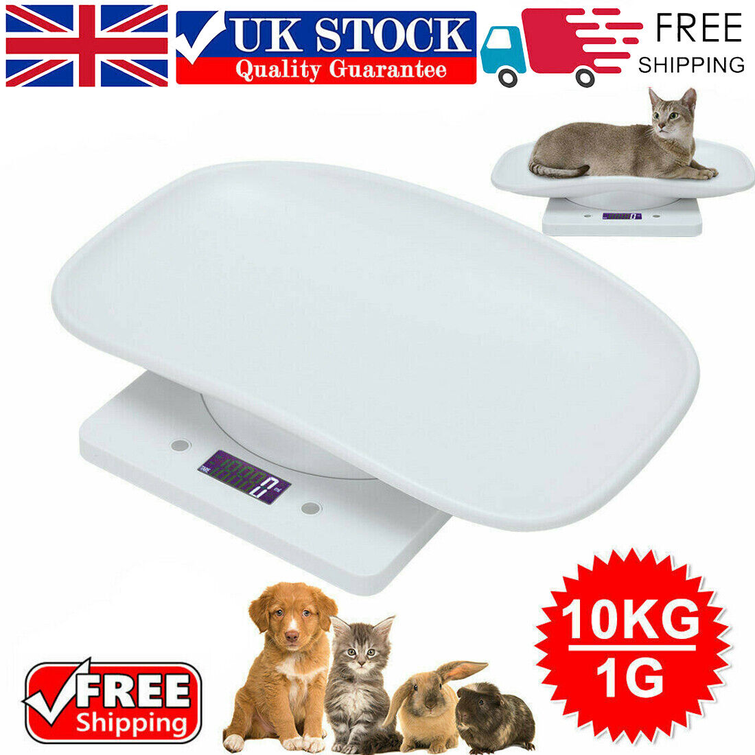 Electronic LCD Digital Cat Puppy Small Pet Weighing Scales Animal Scale 10kg 1g