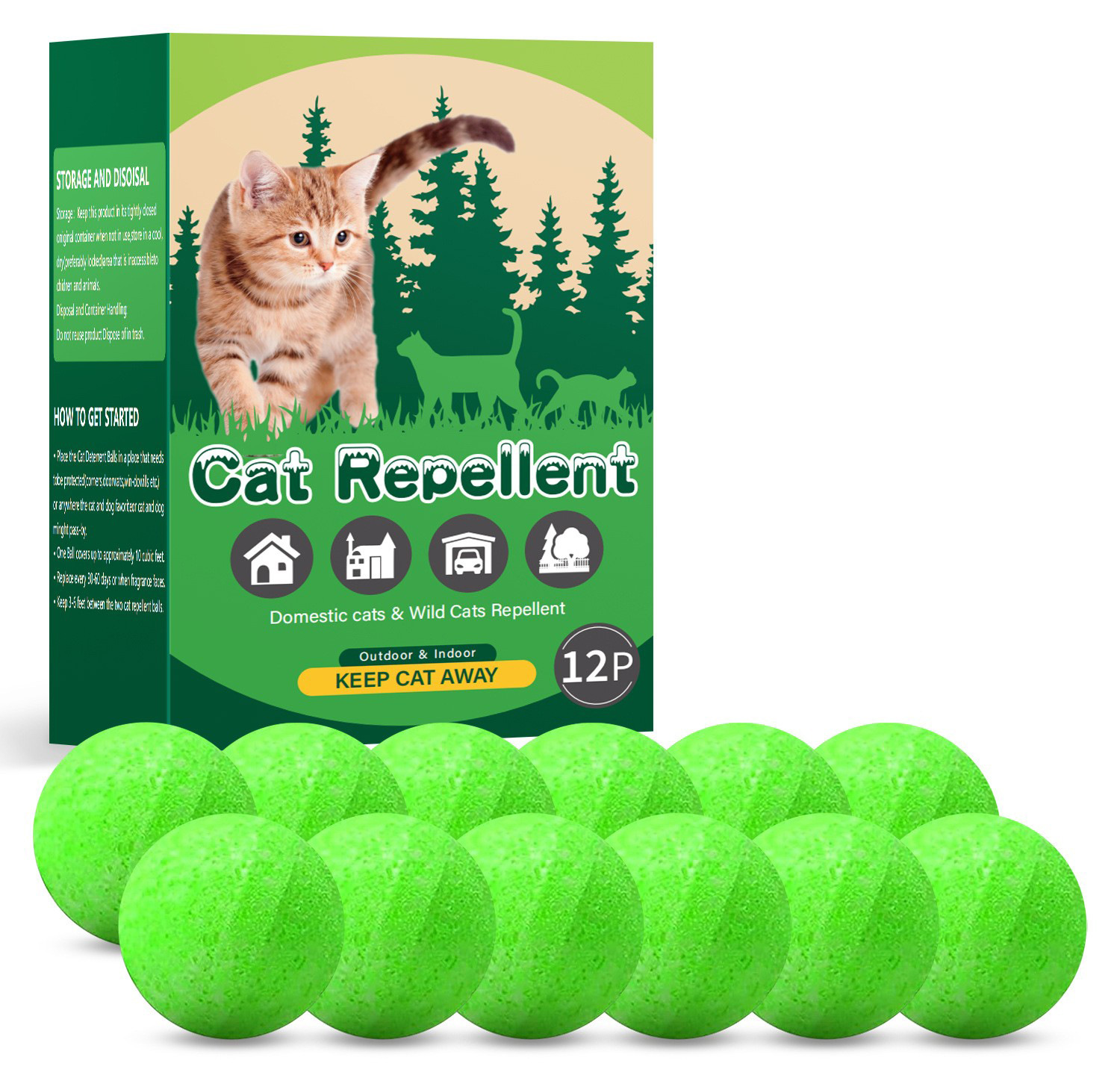 12 Pack Cat Repellent Outdoor, Natural Peppermint Oil Cat Deterrent Outdoor And Indoor…