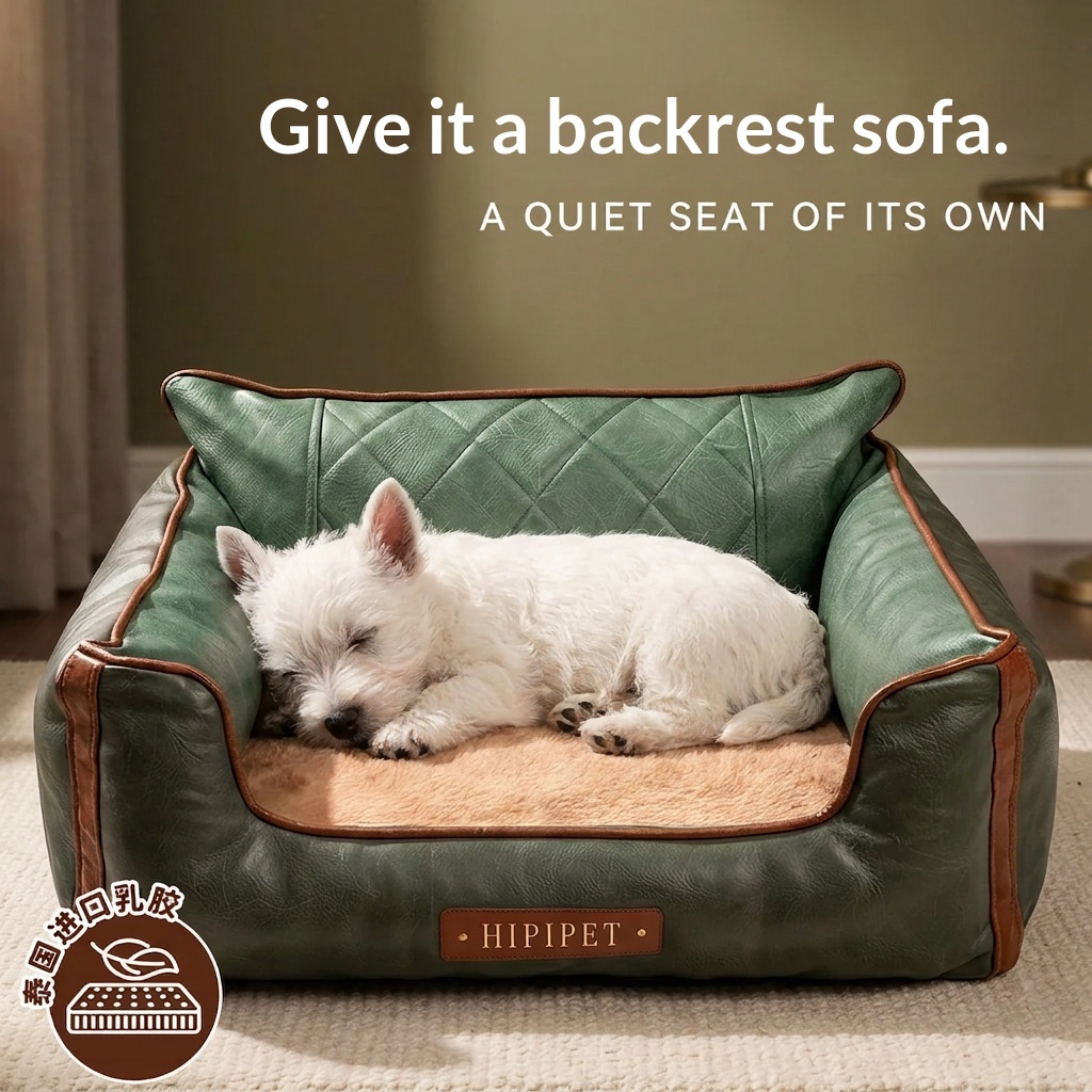 Pet Bed With A Leather Backrest Dog And Cat Sofa-style Bed
