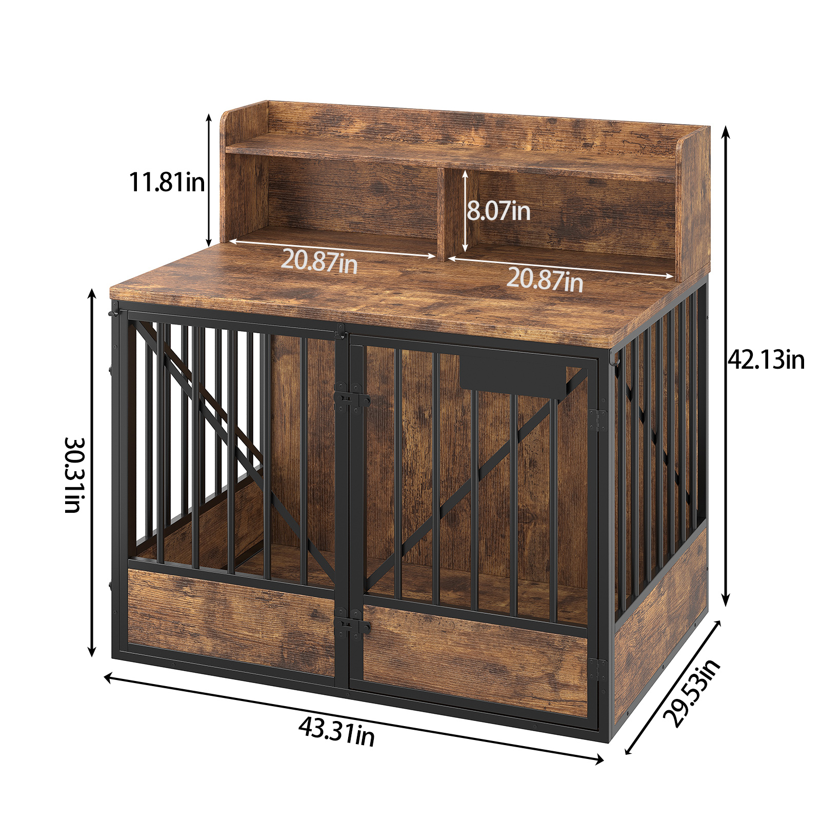 Dog Crate Large Capacity Multifunctional Spacious Top Pet Kennel With 2 Open Storage…