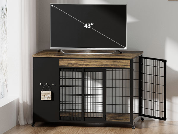 42-Inch Double Wide Wooden Double-Door Dog Crate Side Table Combo - Heavy-Duty DIY…