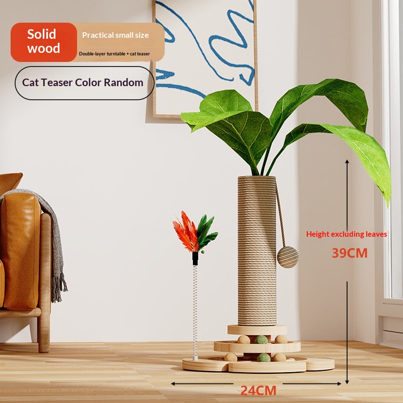 Cat Climbing Frame With Solid Wood Scratching Board, Durable Scratch-Resistant Cat Teaser…