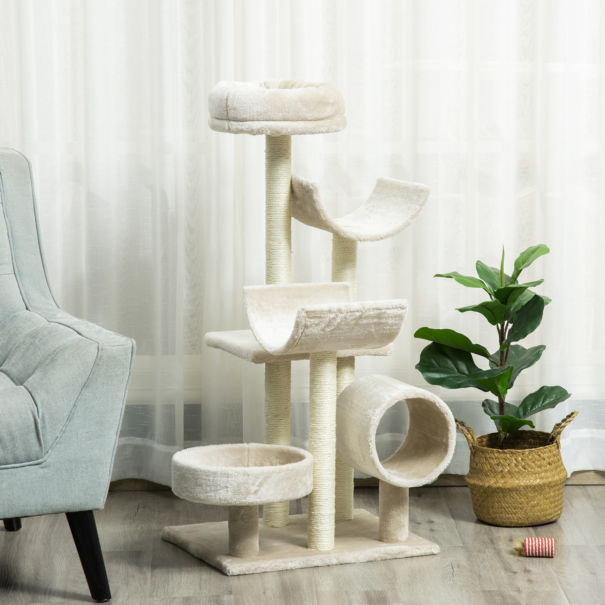 PawHut Cat Tree For Indoor Cats Kitten Pet Scratching Post Perch Activity Center…