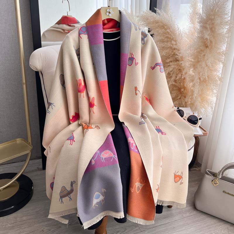 Women's Double-Sided Camel ScarfShoulder Wrap