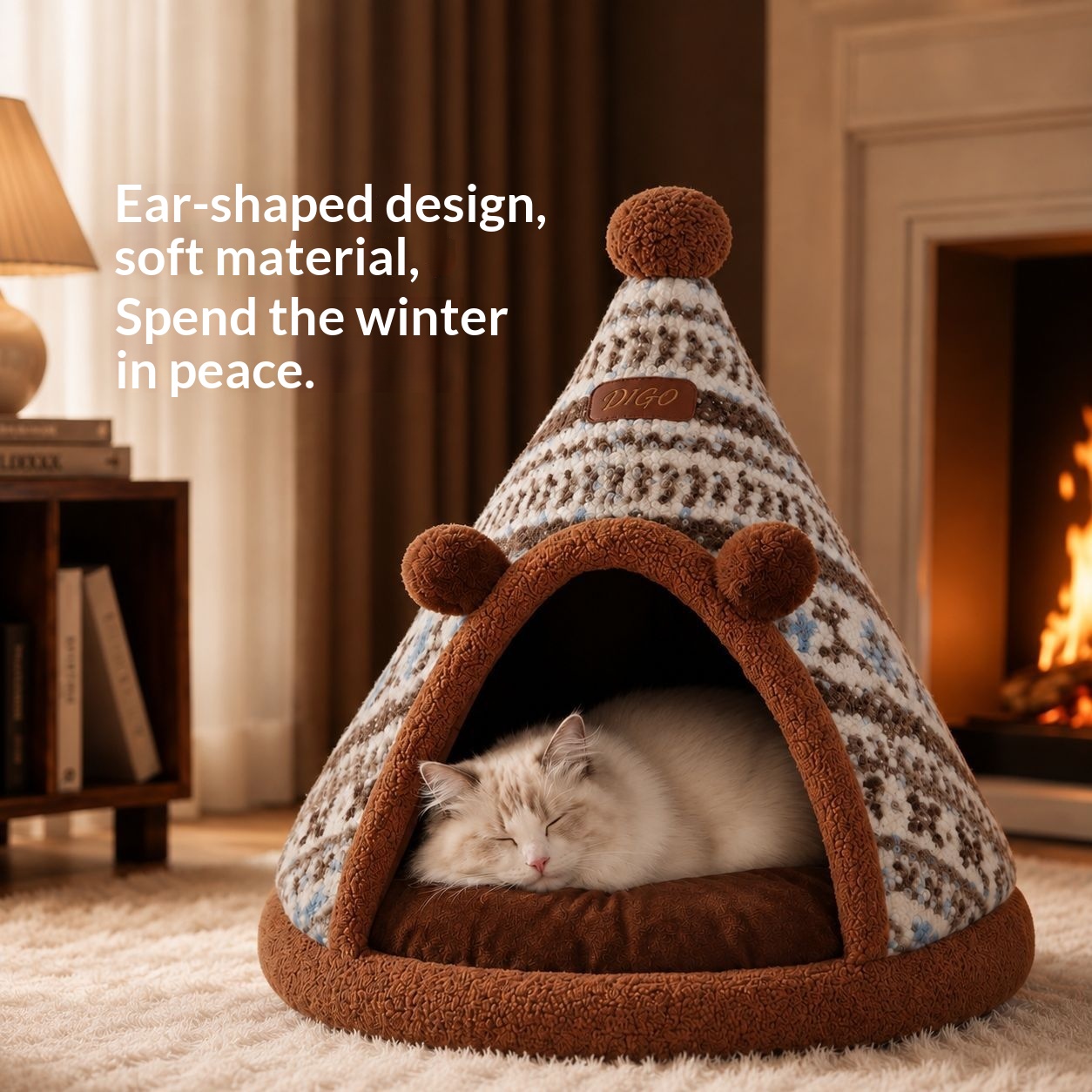 Removable Tent Style Pet Villa Bed - Soft Plush Dog Cat House with Washable Cushion for…