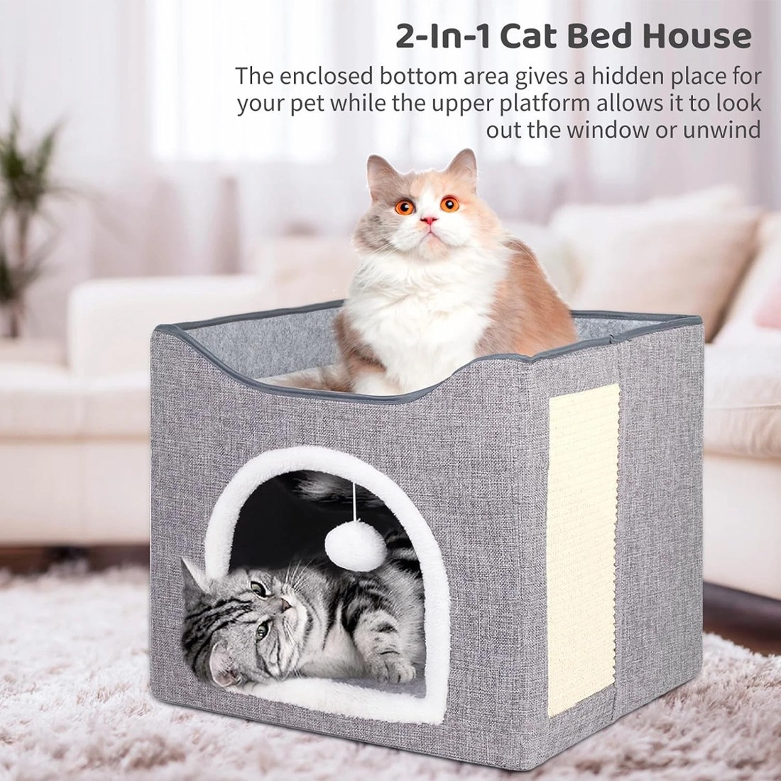Pet Foldable Storage Cat Shelter Three-dimensional Cage With Cat Scratching Pad