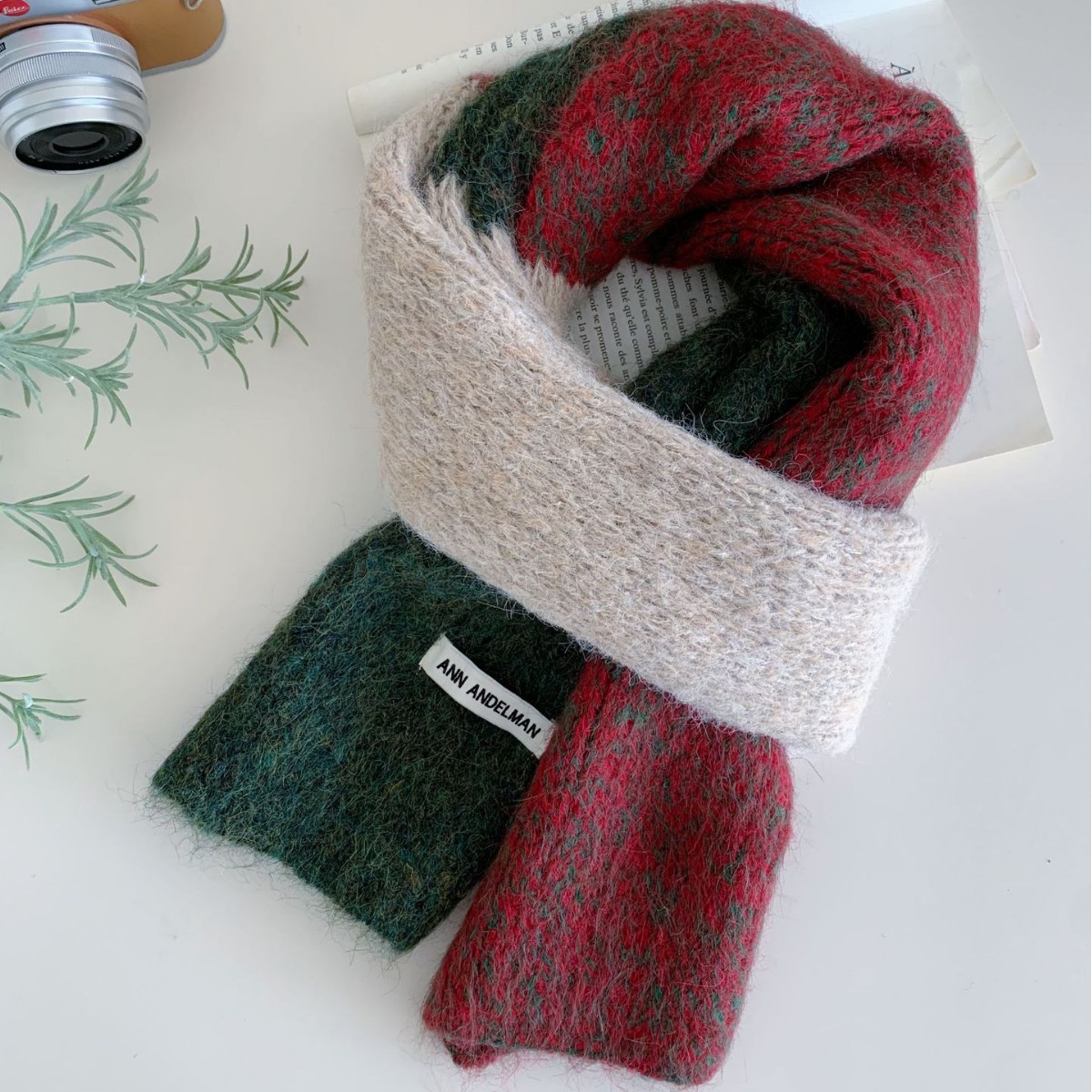 Color-block Knitted Scarf For Women Warm And Versatile