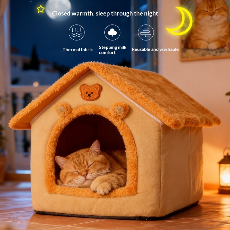 Cat Bed, Winter Warm, Enclosed, All-season, Removable And Washable, Suitable For Cats And…