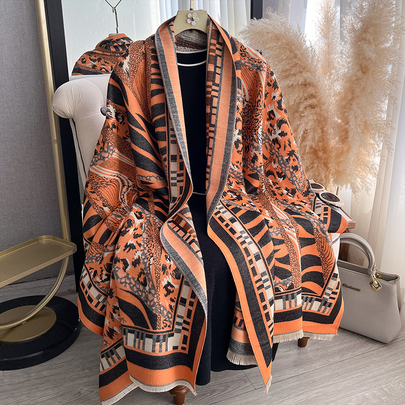 Leopard-print Zebra Jacquard Shawl Double-sided Scarf