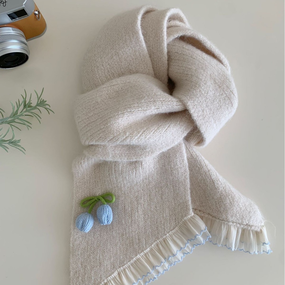 Handmade Tulip Lace Warm Scarf For Women In Winter