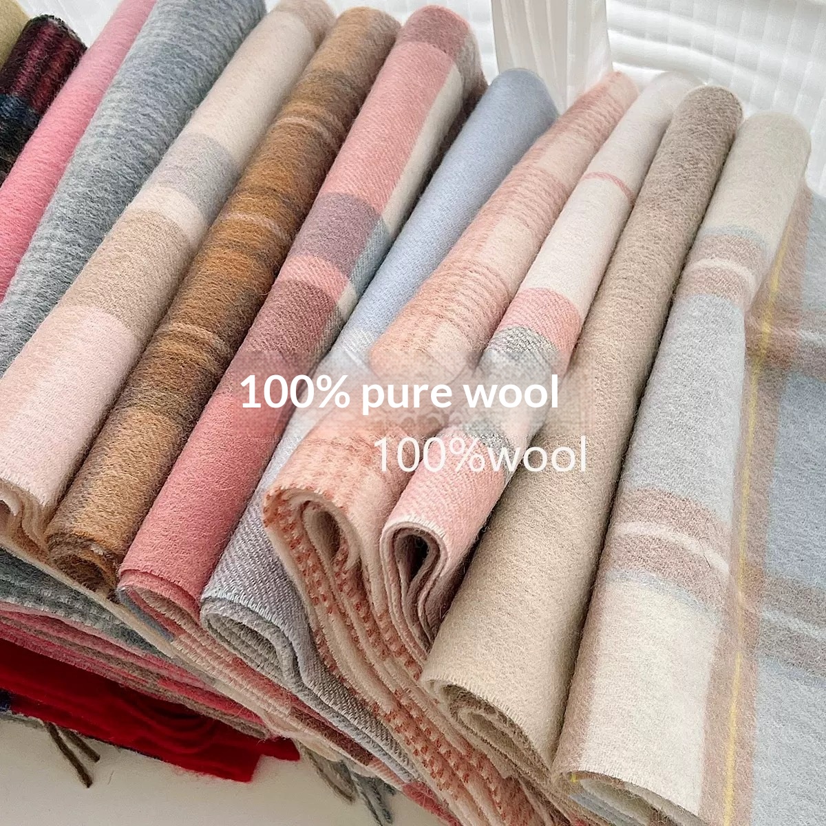 Meilade Wool Plaid Scarf For Winter