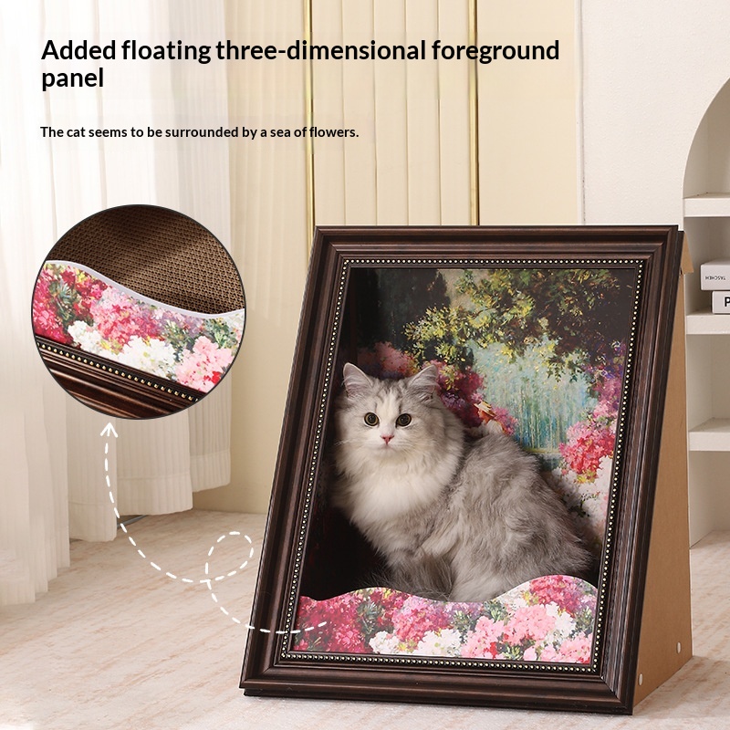 Mona Lisa Oil Painting Style Frame Integrated Cat Scratching Post And Pet Bed