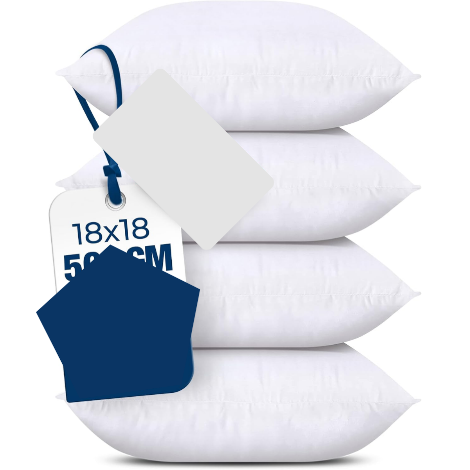 Set Of 4 Decorative Throw Pillow Inserts, 18x18 Inch