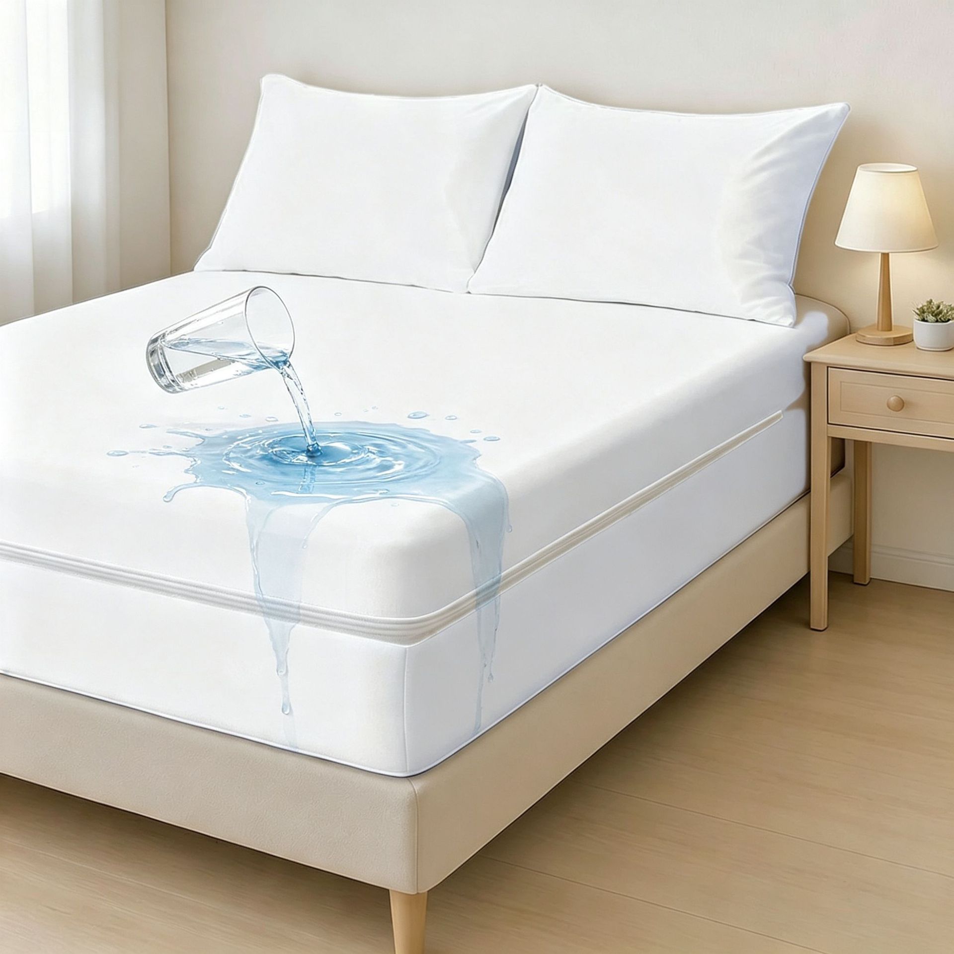 Six-sided Fully Enclosed Zippered Waterproof And Leak-proof Fitted Bed Sheet