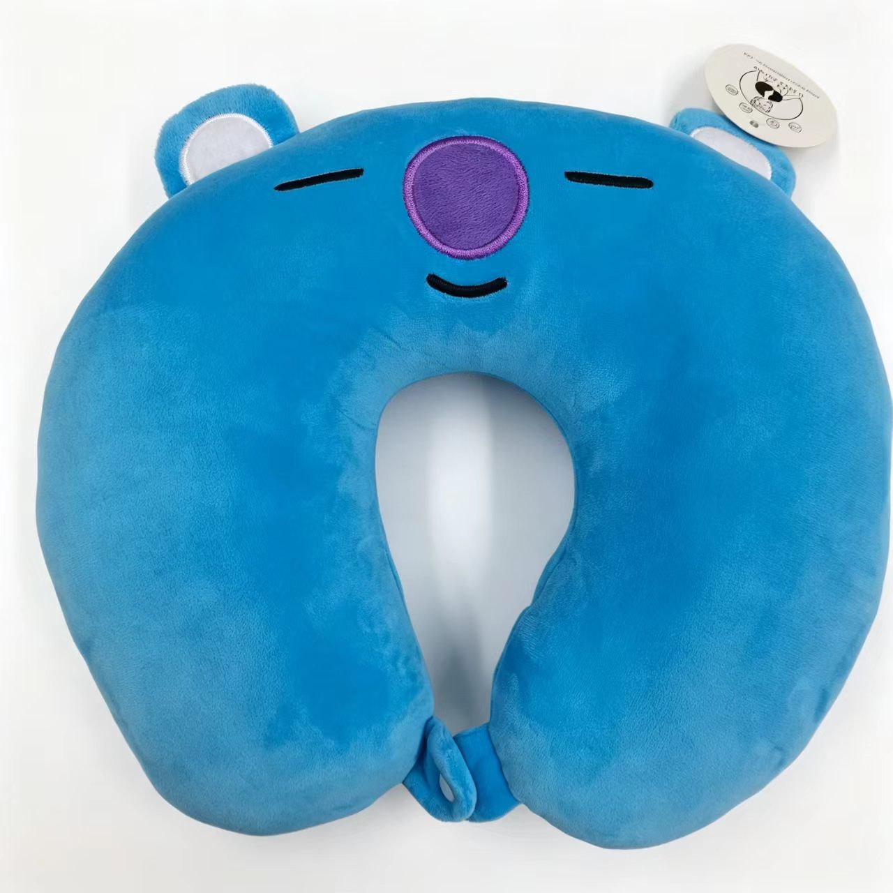 Cute Blue Cartoon Bear Plush Travel Neck Pillow, PP Cotton Filled U Shaped Neck Support…