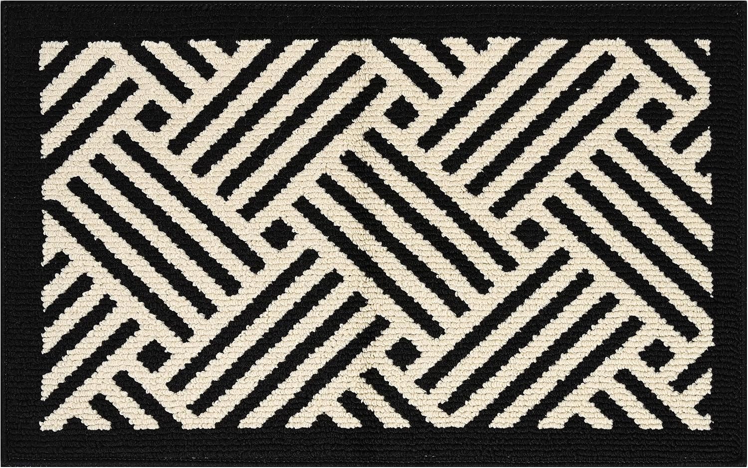 Black Wave Indoor Door Mat 20x32 Inch, Entrance Floor Mat For Front Door, Entryway…