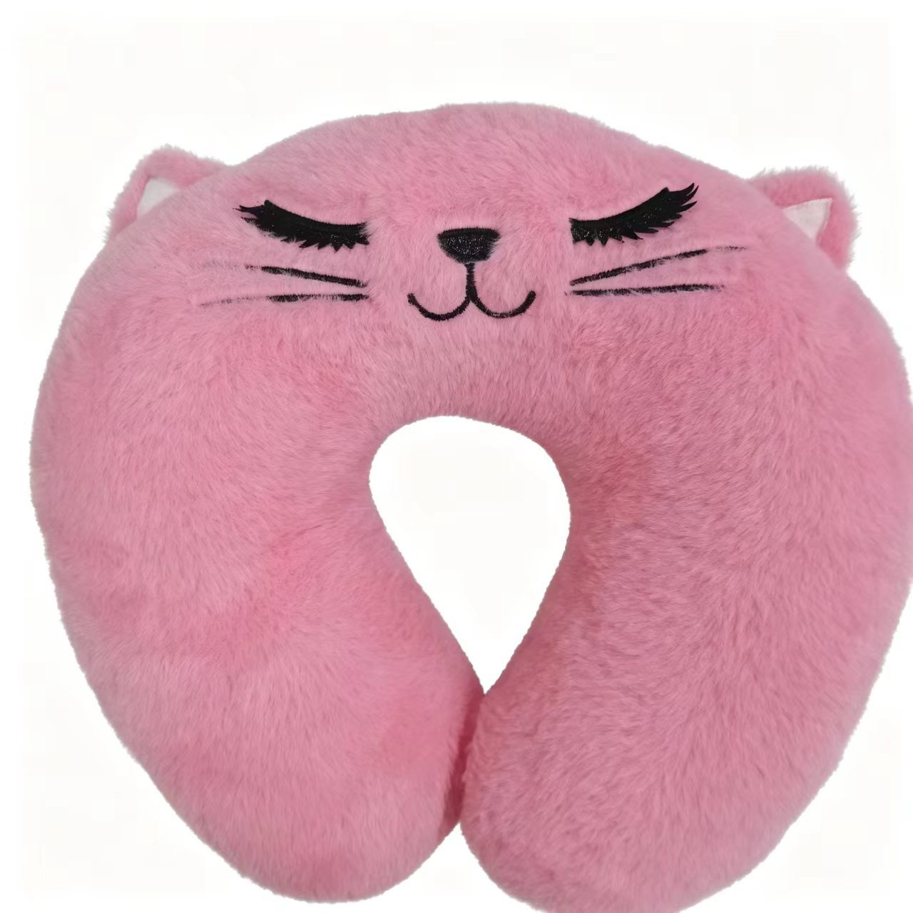 Cute Angry Cat Plush Travel Neck Pillow, PP Cotton Filled U Shaped Neck Support Cushion…