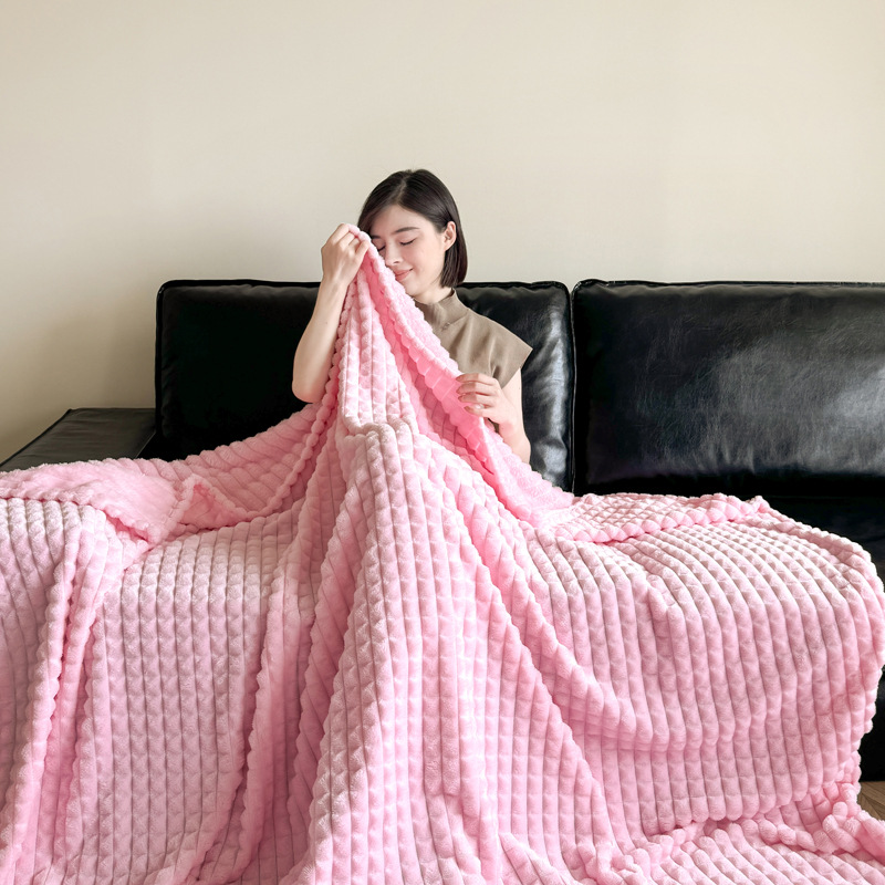 Thickened Flannel Plaid Blanket Sofa Throw Blanket
