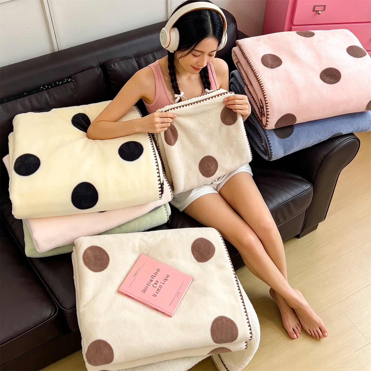 A-Class Polka-Dot Milk-Fluff Blanket