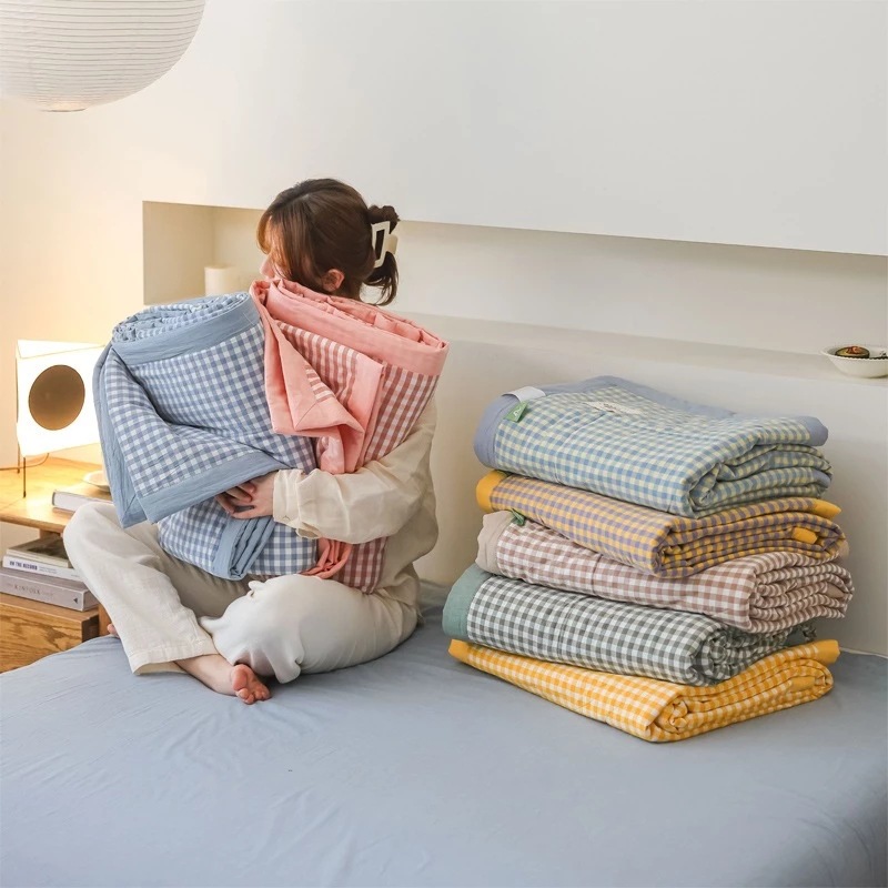Japanese-style All-cotton Yarn-dyed Washed Cotton Summer Cooling Quilt
